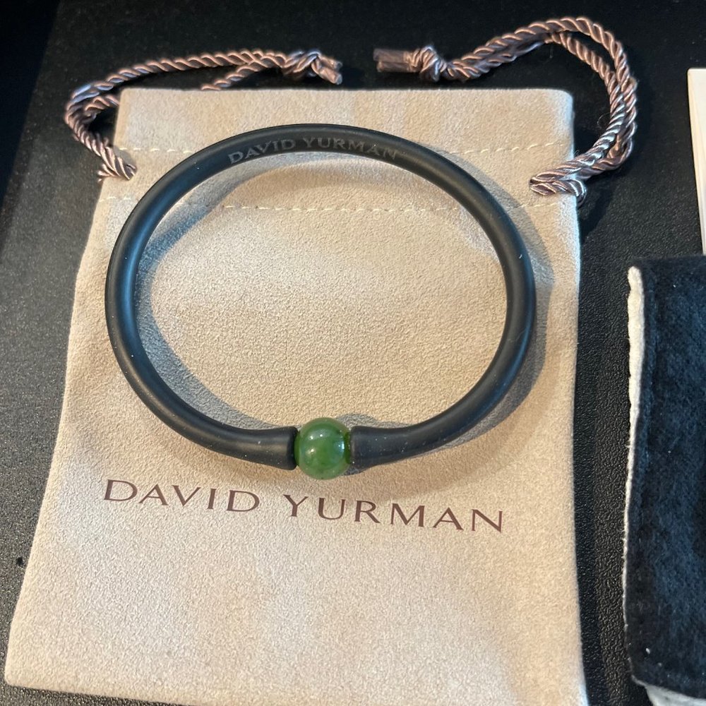 David Yurman Spiritual Beads Stone Rubber Bracelet with Nephrite Jade